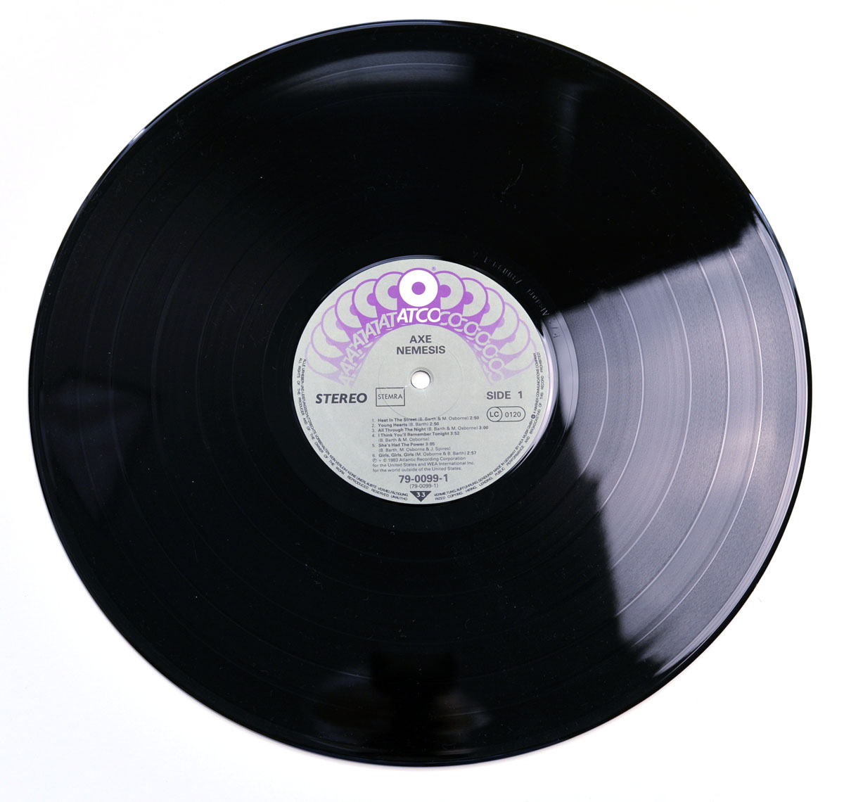 High Resolution Photo of the LP Side One  of AXE - Nemesis https://vinyl-records.nl